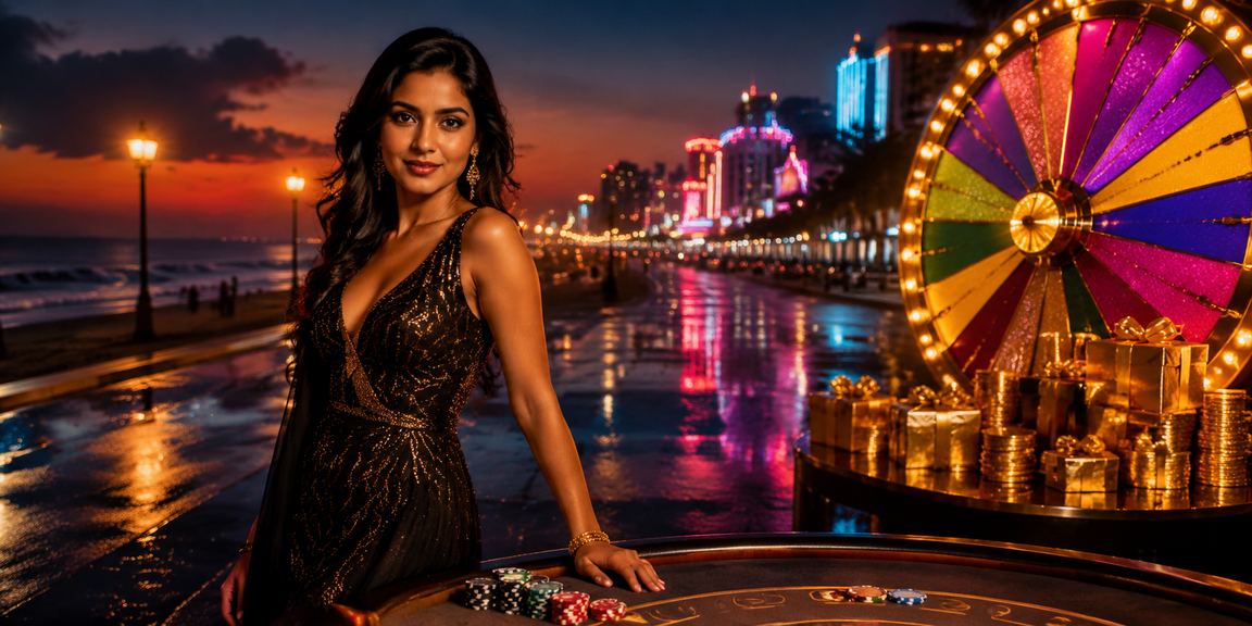 Neon-lit roulette wheel in Chennai