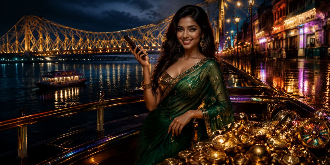 Kolkata Howrah bridge with fishermen and traditional sarees
